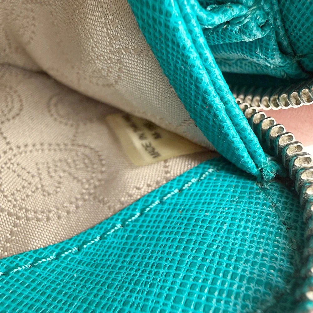 Michael Kors Jet Set Travel Continental Wallet Teal Saffiano Leather Zip Around